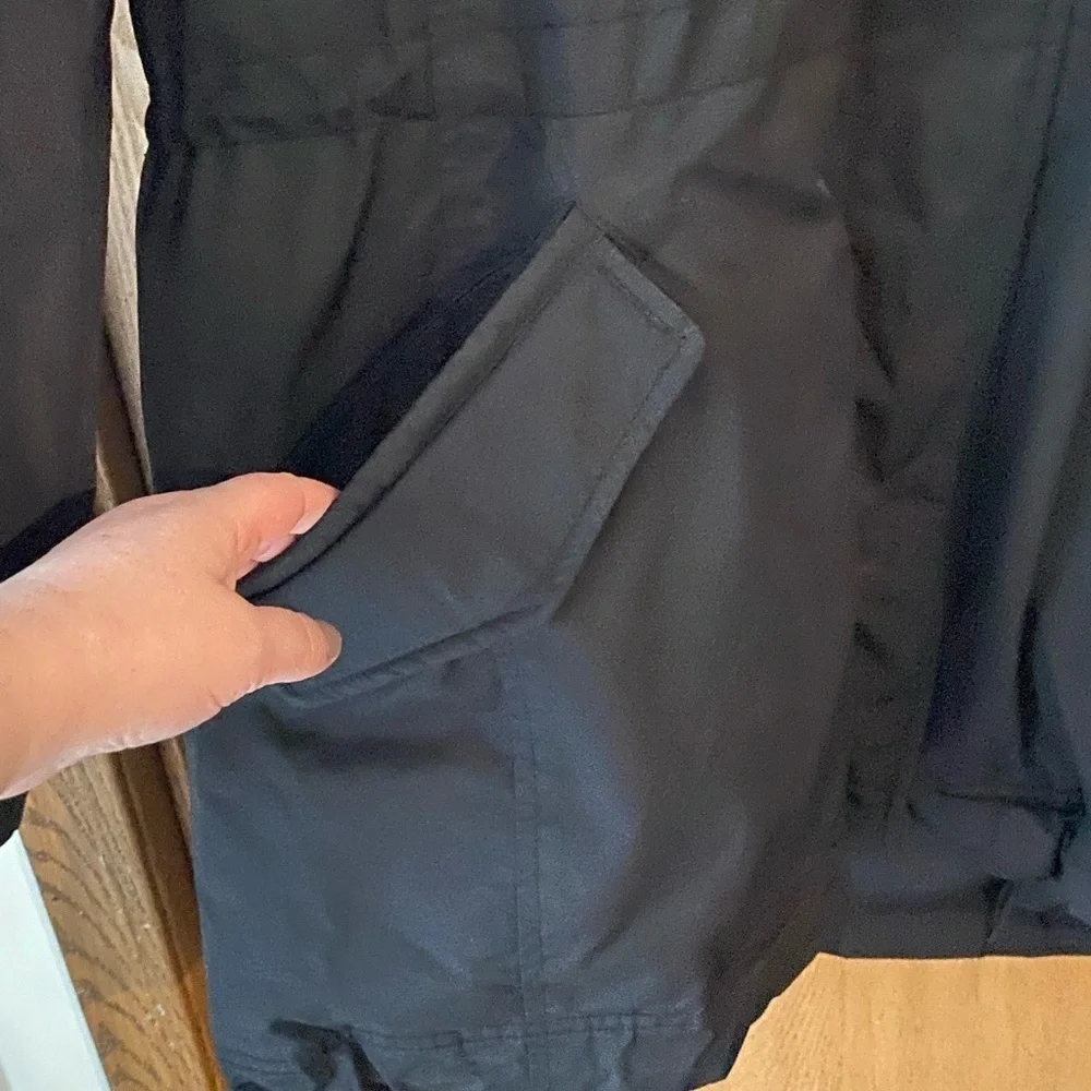 Banana Republic XXL Black Hooded Parka with Faux Fur Trim Coat